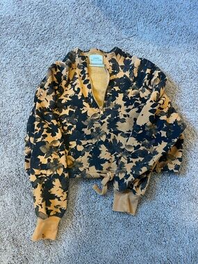 Urban Outfitters Mustard & Black Floral Half-Zip Pullover